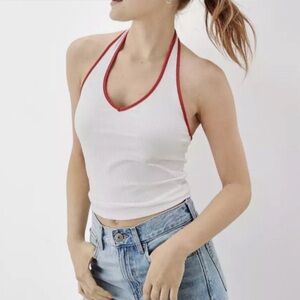 American Eagle Outfitters White Tank Top with Red Trim